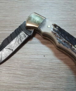 Damascus Lockback Stag -Pocket Knives sales damascus lockback stag .