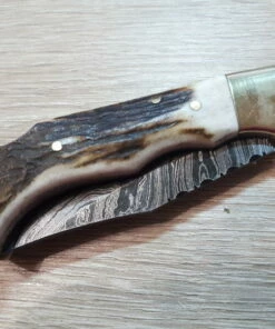 Damascus Lockback Stag -Pocket Knives sales damascus lockback stag . .