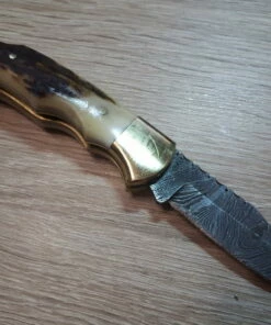 Damascus Lockback Stag -Pocket Knives sales damascus lockback stag.