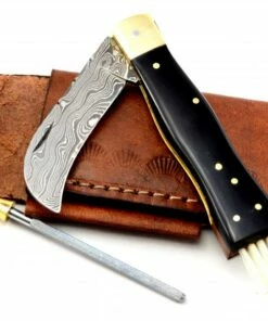 Euro-Knife Exclusive mushroom knife damascus with buffalo horn handmade